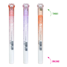fineliner e timbro miao paw 3 pezzi rosa-fucsia-arancio